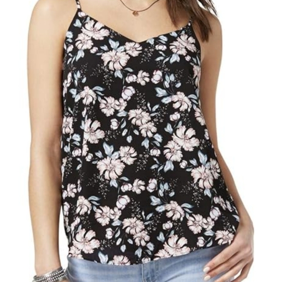 Purple Snow Tops - Purple snow Rayon women's dark floral women's spaghetti strap top size Medium